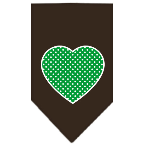 Green Swiss Dot Heart Screen Print Bandana Cocoa Small